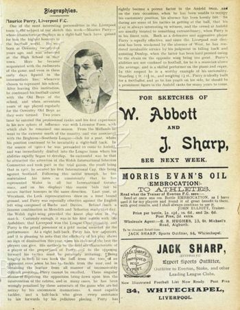 Maurice Parry's biography in Liverpool match programme
