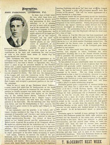 Biography in Liverpool match programme on 7 January 1905