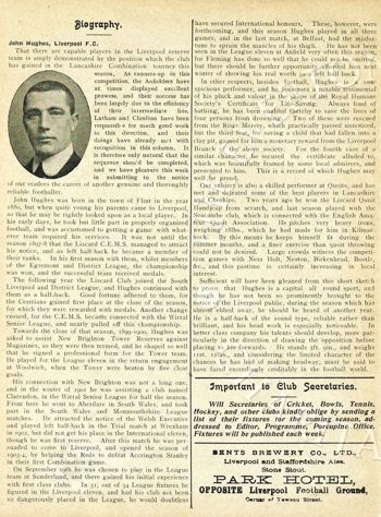 John Hughes' biography in Liverpool match programme