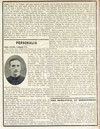 James Garside's biography in Liverpool match programme