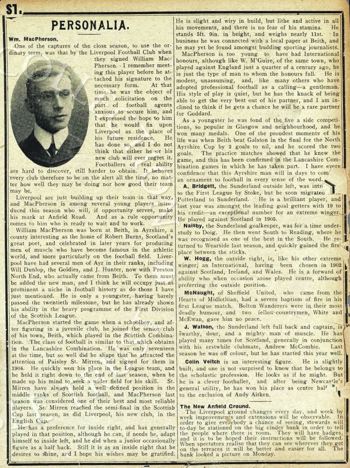 Bill McPherson's biography in Liverpool match programme