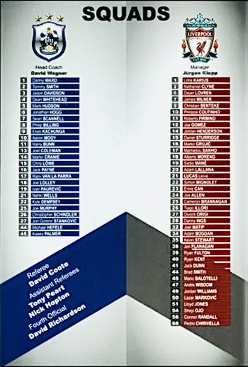 Match programme lineups
