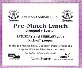 Efc pre match lunch ticket