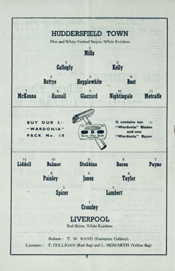 Match programme lineups