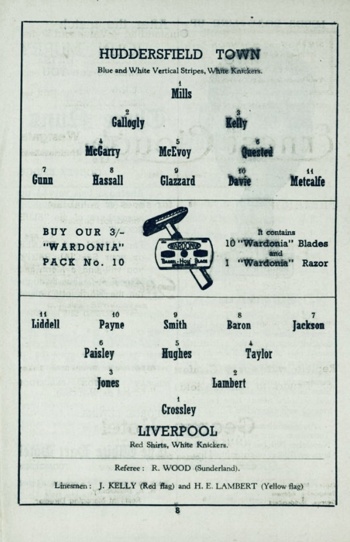 Match programme lineups