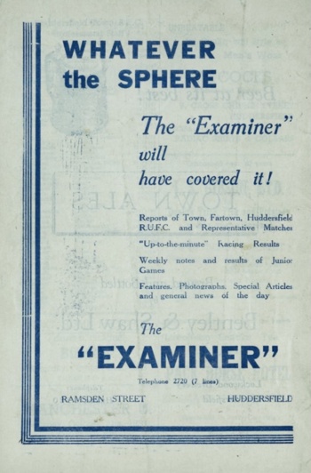 Match programme backcover
