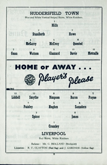 Match programme lineups