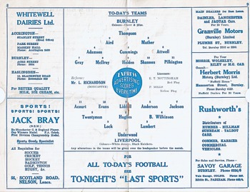 Match programme lineups