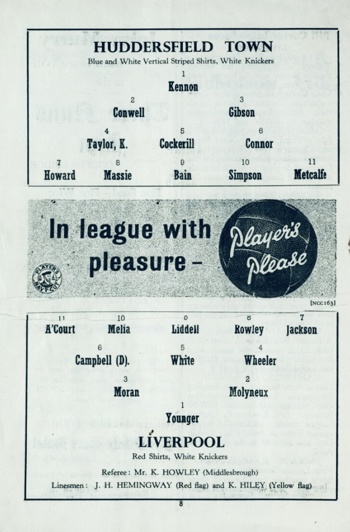 Match programme lineups
