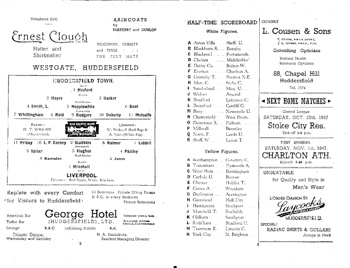 Match programme lineups
