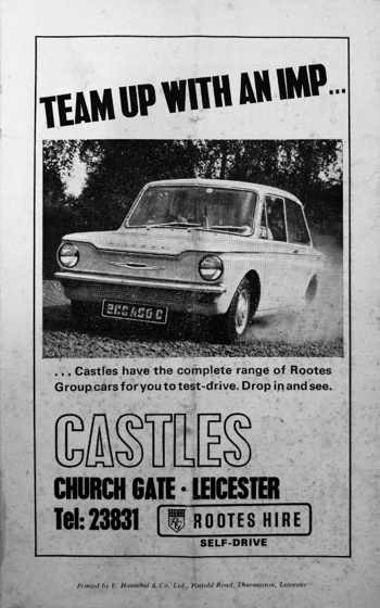 Match programme backcover