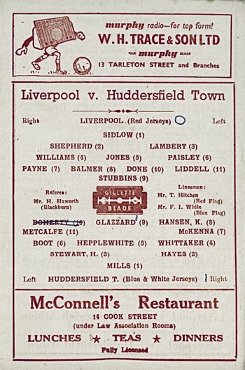 Match programme lineups