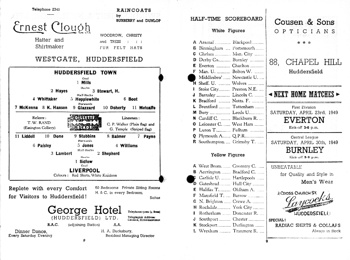 Match programme lineups