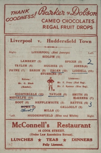 Match programme lineups