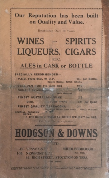 Match programme backcover