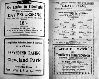 Match programme lineups