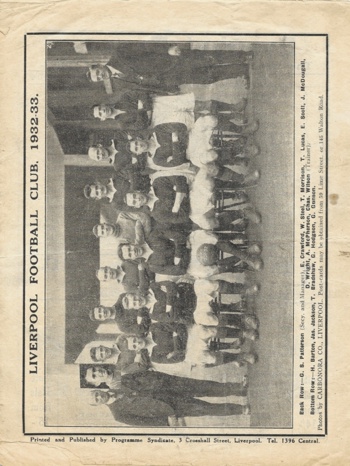 Match programme backcover