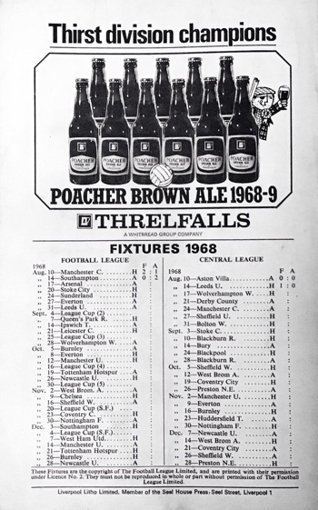 Match programme backcover