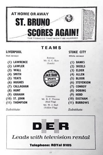 Match programme lineups