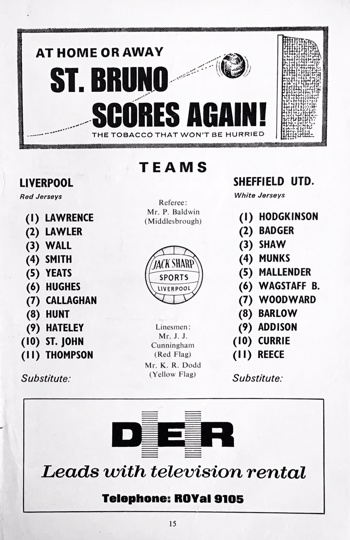 Match programme lineups