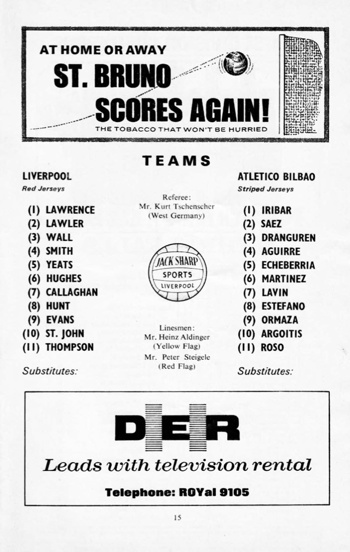 Match programme lineups