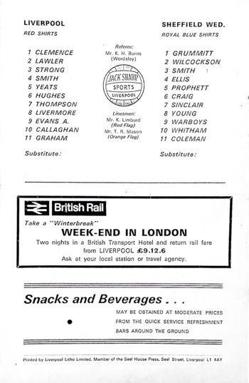 Match Programme Lineups