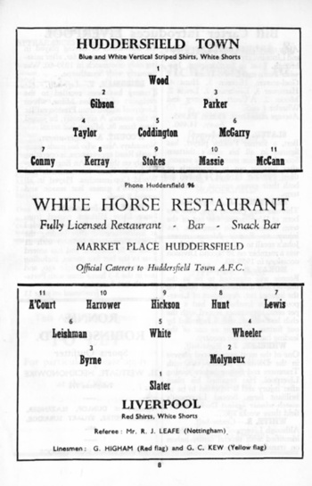Match programme lineups