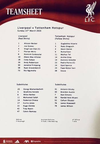 Teamsheet