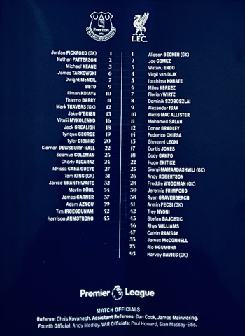 Match programme squadlist