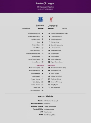Teamsheet