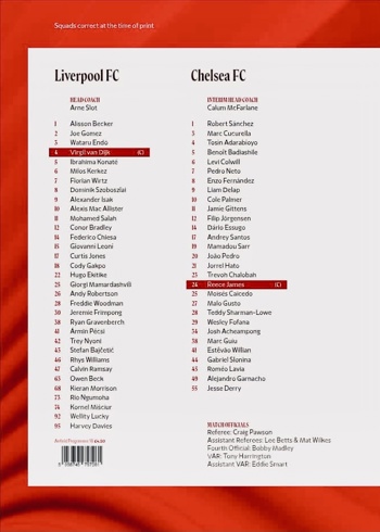 Match Programme Squadlist