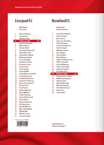 Match programme squadlist