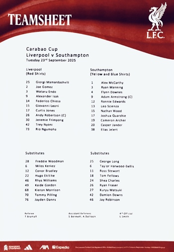 Teamsheet