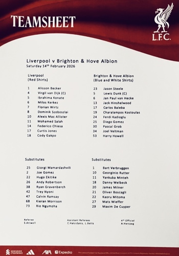 Teamsheet