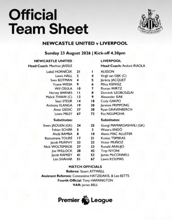 Teamsheet
