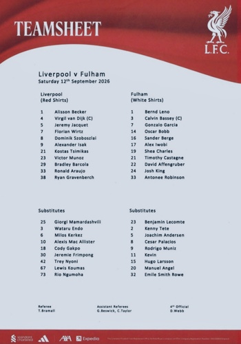 Teamsheet