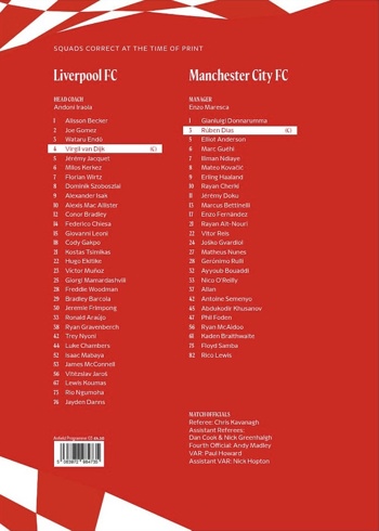 Match programme squadlist