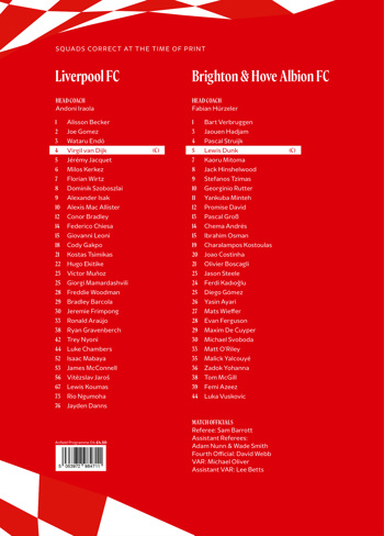 Match programme squadlist