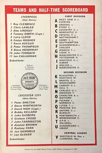 Match programme