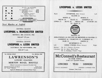 Match Programme Lineups