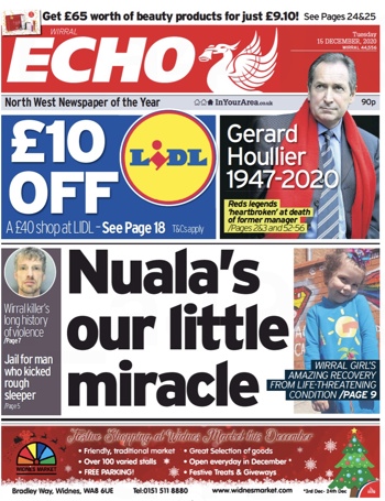 Liverpool Echo Frontpage - Tribute