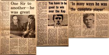 Regards from Sir Alf Ramsey, Geoff Hurst and Sir Bobby Moore - Liverpool Echo 1972