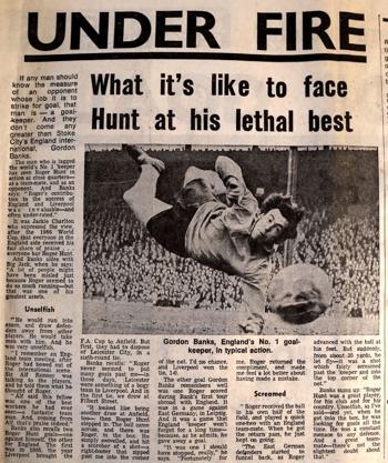 Under fire by Gordon Banks - Liverpool Echo 1972