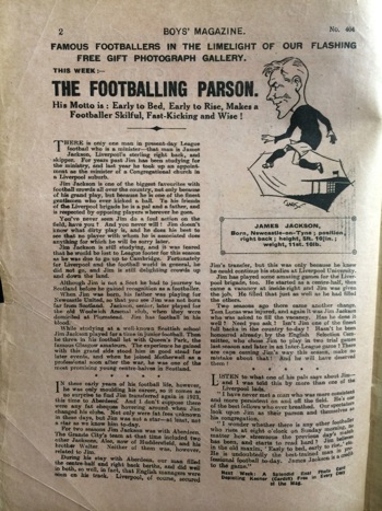 The Footballing Parson - Boys' magazine 30 November 1930