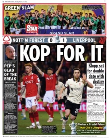 Irish Daily Star Backpage March 2022