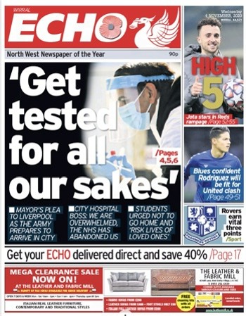 Liverpool Echo Frontpage November 2020
