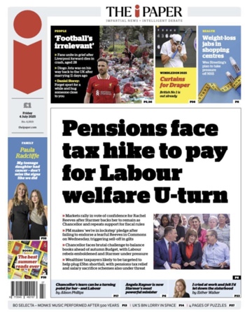 The I Frontpage 4 July 2025