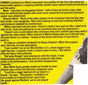 Lawro's crippling injury - 1988