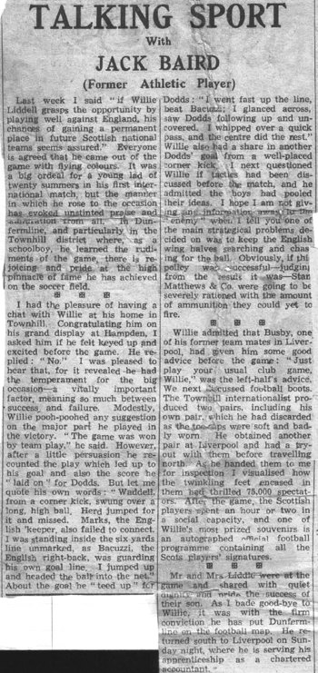 An interview with Billy after his first wartime international in 1942.