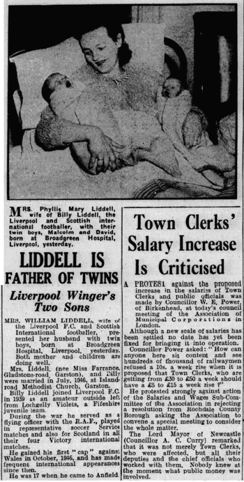Phyllis gives birth to twins on 27 February 1950